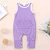 Baby Solid Pocket Mouwloos Jumpsuit 210528