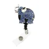 PINS, BROOCHES 1 PC 3PCS 10PCS MIX-Colors Animal Elephant Rhinetsone Crystal Retractable Pull Reel / ID Badge Namnhållare