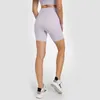 L-178 Calças de ioga de cintura alta com linha T com sensação de nudez elásticas apertadas para mulheres fitness calças de moletom slim fit bolsos laterais embutidos shorts esportivos