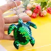 Creativity Bling Sequin Keychain Pendant Crafts Colorful Shiny Tortoise Car Key Chain Ring Ladies Bag Pendants Jewelry Accessories RRD7033