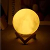 2022 3D Moon Lamp Starry Sky Light Gadgets med Stand Romantic Night 315 tum målad sänglampor Lampälskare Födelsedag Thanksgiving2635843