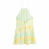 Summer Women Tie Dye Printing Suspender Mini Dress Female Backless Clothes Casual Lady Loose Vestido D7680 210430