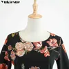 Sommar långärmad klänning för kvinnor Es Women's Vintage Printed Maxi Party Bodycon Kvinna Plus Storlek 210608