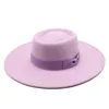 Vintage ull filt jazz fedora hattar män kvinnor klänning bred brim panama trilby gentleman formell cap svart gul röd rosa hatt 364c3