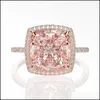 Solitaire Ring Rings smycken Wong Rain Luxury 100 925 Sterling Sier skapade Moissanite Morganite Gemstone Wedding Engagement Fine4541223