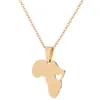 Stainless steel Africa Map Pendant Necklace Hollow Heart Necklace Silver Gold Chain for Women Men Fashion Jewelry Will and Sandy