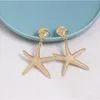 Dangle ljuskrona mode 2021 stora överdrivna glänsande stjärniga örhängen för kvinnor sommar havet sjöstjärna metall uttalande gåva