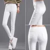 Frühling Neue Mode Frauen Bleistifthose Freizeit Elastische Taille Skinny Hose Plus Size Schwarz Weiß Stretch Pants 210419
