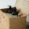 Cesto di stoccaggio intrecciato con coperchio Rattan Sundries Box Wicker Sorti di smistamento a mano Organizzatore di gioielli di alghe 2106095535020