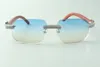 Designer Micro Pave Diamond Solglasögon 3524024 med original Wood Arms Glasses Direct Sales Size 18-135mm 239n