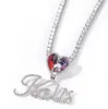 Nome personalizzato A-Z Heart Cursive Letter Photo Collana con ciondolo per uomo Donna Regali con catena di corda da 24 pollici