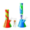 10.5inches Silicone Water Pipe Hookahs Beaker Bong with glass bowl dab oil rig 6 Arms Percolators smoking accessory