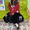 Gotico gonna di velluto nero donne arco vita alta pieghe studenti Kawaii Vintage inverno caldo Lolita lungo per adolescenti 210421