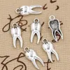 500 st mycket antik silverlegering zombie tand charm hänge för smycken tillverkar örhängen halsband och armband 8x20mm A-197297h