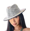 Sombrero fedora unisex con diamantes de imitación, sombreros de jazz para iglesia, sombrero de jazz con purpurina para fiesta y club, estilo callejero tophat307w