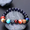 Beaded Strands Lovers Eight Planets Natural Stone Bracelet Fashion Universe Galaxy Solar System Guardian Star Beads Trum22