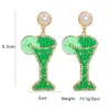 Böhmen Grüne Perlen Perle Ohrringe Weibliche Kristall Ohrringe Tropfen Baumeln Für Frauen Mode Weihnachten Schmuck Party Geschenk