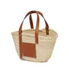 Designer Women's Bags Grass Woven Cabbage Basket Trend Shoulder Genuine Leather Handbag Brand Straw Beach Bag