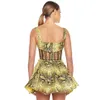 Summer Women Spaghetti Strap Lace Mini Dress Sexy Sleeveless Yellow Club Celebrity Runway Party Ball Gown Dresses 210423