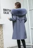 女性の毛皮のファックスコートパーカーロングレディース2021全体の皮革ライナーアライグマ犬の襟の冬