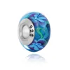 Top Quality925 Sterling Silver Murano Lampwork Lampwork Beads Blue Flor Fit Pandora Charms Pulseira Colar DIY Jóias