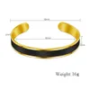 Mylongingcharm Men Leather Bracelet Black Gold Stainless Steel Men Cuff Bangle Gift for Boyfriend Husband Q0717