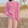 H.SA femmes hiver rose pull et pulls torsadés jaunes pulls surdimensionnés lâche hauts coréens épais Pull Femme tricots 210417
