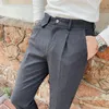 Men's Pants British Business Casual Slim Plaid Pant Formal For Men Korean Style Fashion All-match Straight Dress Suit252u