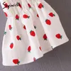 Syiwidii ​​Print Strawberry Blouse Kvinnor Slash Neck Puff Sleeve T Shirts Vintage Kläder Vit Svart Gul Party Off Shoulder Toppar 210417