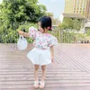 Summer Arrival Girls Fashion Floral 2 Pieces Suit Top+shorts Kids Korean Design Sets Clothes 210528