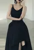 コレスパアの女性のドレス韓国シックな夏のレトロなVネックのキャミソールとハイウエストと大きなスイングの不規則なスカートスーツ210526