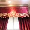 Gardin Drapes Custom European Flannel Velvet Broderad Villa Bröllop Room Red Cloth Blackout Valance Tulle Drapery C761