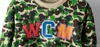 Popular Sell Mens Womens Green A Bathing Ape Shark Head Japan Round Neck Pullover Sweater Camouflage