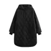 ZA Rahat Kış Yüksek Kalite Basit Tasarım Kadınlar Uzun Pamuk Ceket Kapüşonlu Mont Uzun Kollu Kadın Giyim Şık Palto 211011