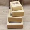 200 sztuk Brązowy Papier Soap Box Papier Kraft Papier Pudełko Pakunek z Clear PCV Cukierki Favors Artskrafts Wyświetlanie pudełka Kraft