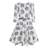 캐주얼 드레스 크기 S-4XL 여름 숙녀 긴 소매 격자 무늬 꽃 프린트 여자 드레스 새시 여성 패션 2021 우아한 스윙