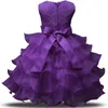 Erste Kommunion Kleider mit Bogen Juwel Neck Sleeveless Prinzessin Party Kleider Kristall Cupcake Layer TULED Tüll Blume Mädchen Kleid für Hochzeiten