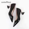 SOPHITINA Mode Schuhe Weibliche Spitz Flach Seltsame Stil Heels Frühling Schuhe Party Leder Muster Frauen Pumpen C934 210513