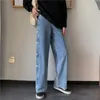 Plus Größe S-5XL Koreanische Stil Breite Bein Mom Jeans Frauen Breasted Lange Denim Hosen Weibliche Hohe Taille Boyfrind 210421