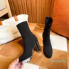 Newest 2021 designer Socks boots autumn winter women shoes Knitted elastic boot sexy Letter flower fashion Thick heels woman High-heeled