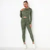 Yoga Outfit 2 Piece Seamless Set Women Crop Top T-Shirt Leggings Tracksuit Clothes Gym Wear Sport Fitness Tie-dye Workout