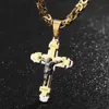 Heavy Crucifix Jesus Cross Halsband Rostfritt stål Kristor Hängsmycke Guld Bysantinsk kedja Män Halsband Smycken Gåvor 24 "210721