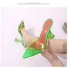 Sandalen 2022 Vrouwen Transparante Hoge Hakken Boog Strass Gesp Sexy Kristal Hak Ontwerp Muilezels Slides Mode Trouwschoenen