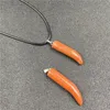 Fashion ox horn Shape Chakra Natural Stones Pendant Necklace Reiki Healing Crystal Charms for Men Women Jewelry Black Rope Chain Wholesale