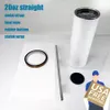 US warehouse 20oz Sublimation Straight Tumbler Metal straw and Rubber Bottom Heat Tape Shrink Wrap Beginner Set