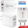 UE US 20W 25W 12W Szybkie szybkie ładowanie PD USB C ŁYSKA AC Home Travel Wall ładowarki dla iPhone'a 12 13 14 15 Samsung S8 S9 S10 S22 S23 HTC Huawei Android Telefon PC