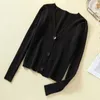 Female Cardigan Winter All-match Knitted V-neck Slim Coat Long Sleeve Woman' Sweater Single Breasted 10378 210427