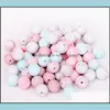 Other Loose Beads Jewelry Sile Teething Marble Color 9Mm 12Mm 15Mm For Diy Chew Necklace Safe Bpa Nursing Drop Delivery 2021 H6Euc