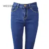 Jeans slim per donna Pantaloni skinny a vita alta in denim a vita alta elasticizzati casual strappati neri Feminina 210629