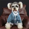 Élégant marque Denim chemise pour animaux de compagnie printemps automne chien veste fleur imprimé chiot chat chiens vêtements poméranien Corgi Bichon